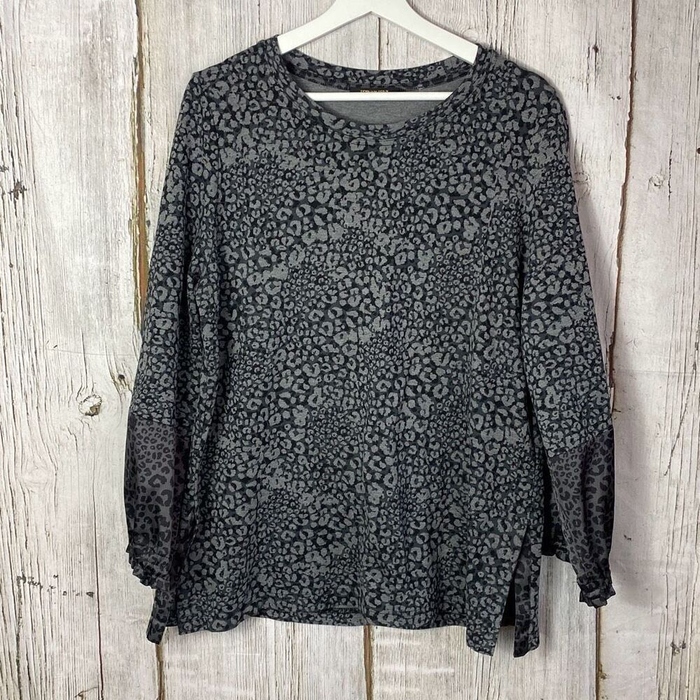 Kobi Halperin Natalia Leopard Printed Top Black Gray Size Large D